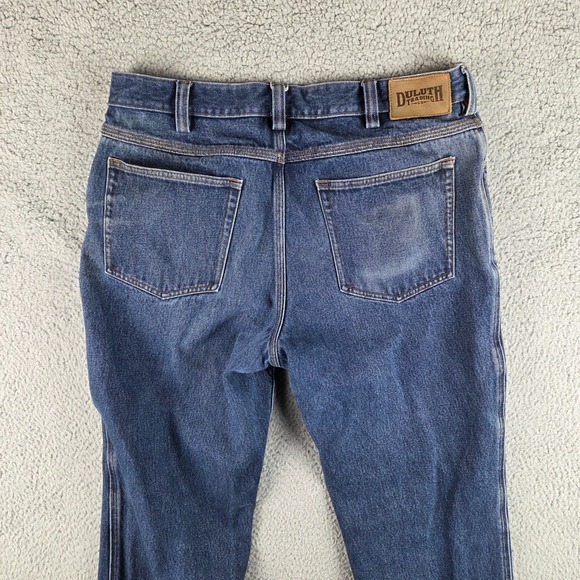 Duluth Trading Jeans Mens 36x32 (34x31) Blue Denim Workwear Distressed - Picture 11 of 14
